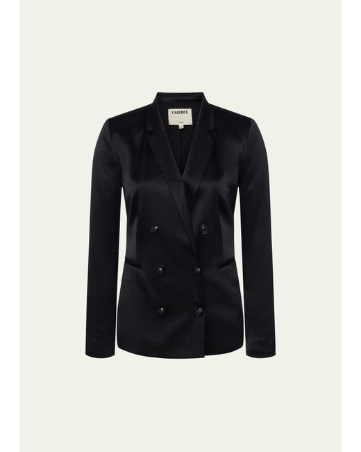L'agence Silk Satin Double-Breasted Blazer