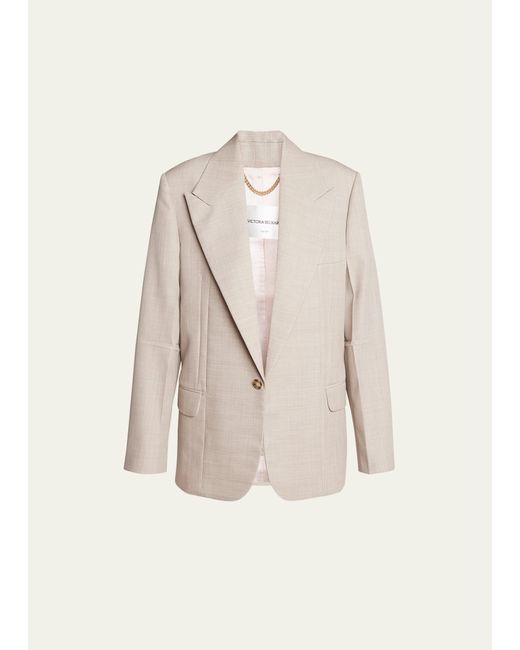 Victoria Beckham Darted-Sleeve Tailored Wool Jacket