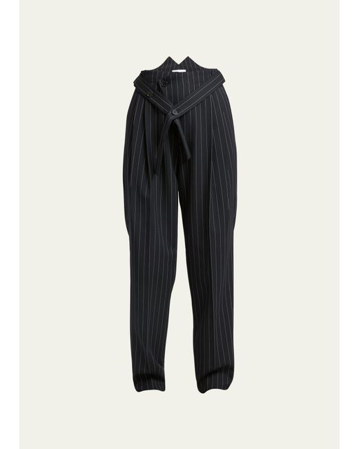 Setchu Stripe Pleated Tailored Wool Pants
