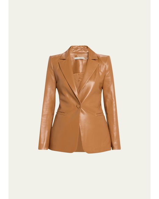 Alice + Olivia Macey Fitted Vegan Leather Blazer