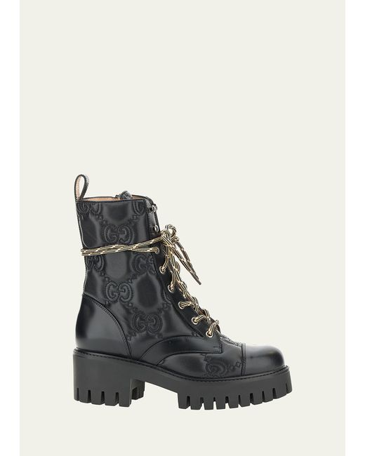 Gucci GG Logo Quilted Combat Boots