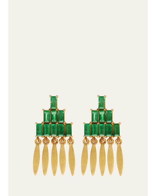 Ileana Makri 18K Grass Mini Spike Baguette Emerald Earrings