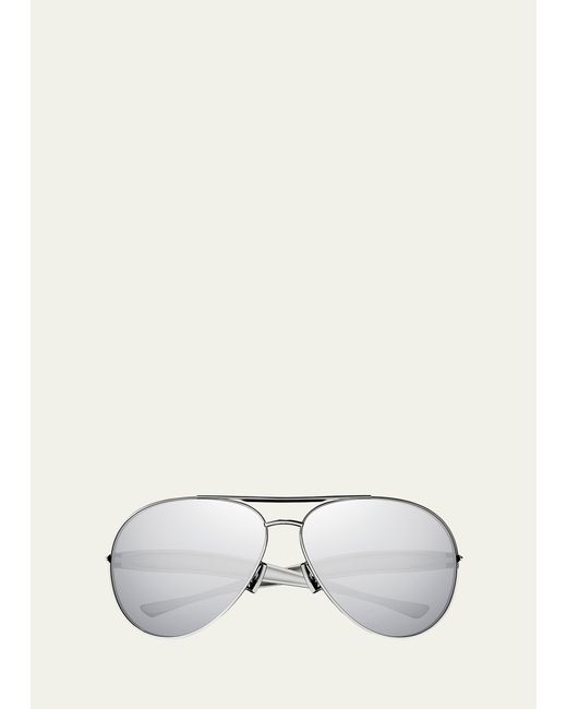 Bottega Veneta Curved Metal Aviator Sunglasses