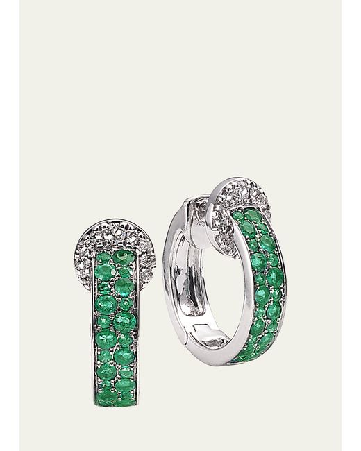 Nam Cho 18K Gold Hoop Earrings with Diamonds and Emeralds