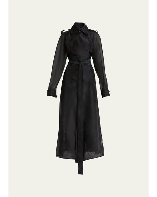 Gabriela Hearst Eithne Pleated Belted Silk Long Trench Coat