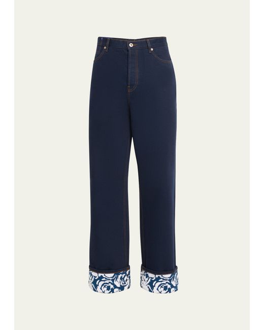 Burberry Raw Straight-Leg Jeans with Rose Cuffs