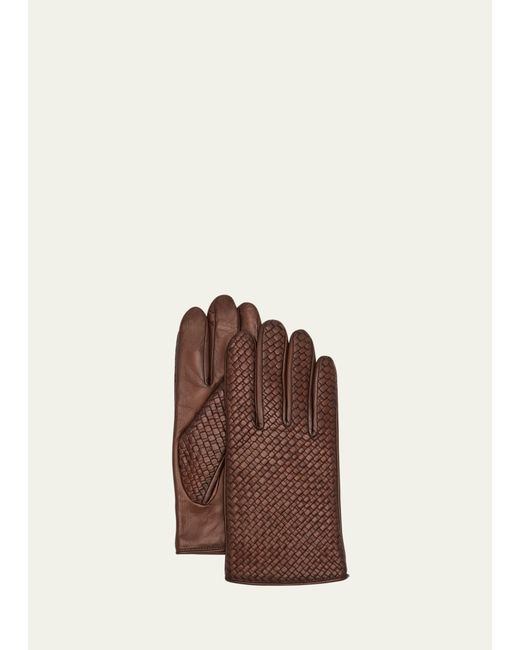Agnelle Woven Patina Leather Gloves