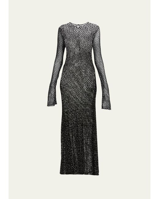 Gabriela Hearst Xavier Open-Knit Cashmere Dress with Sequined Detail