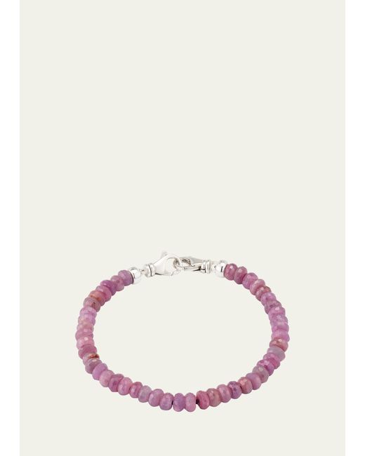 Lois Sasson Design Pink Sapphire Beaded Bracelet with Sterling