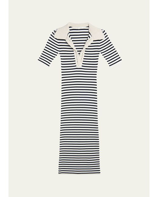 A.L.C. Darcy Stripe Rib-Knit Midi Dress
