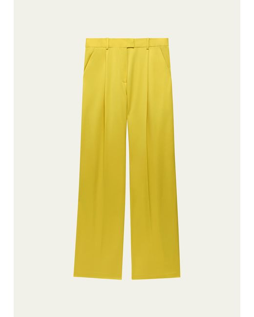 Another Tomorrow Pleated Wide-Leg Wool Pants