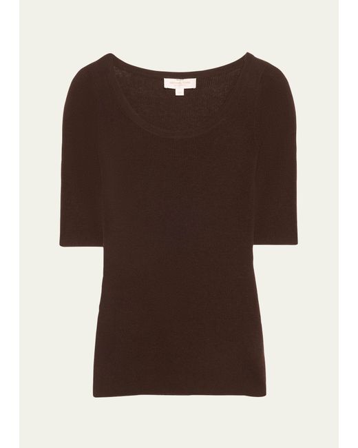 Michael Kors Collection Cashmere Scoop Neck Tee Shirt