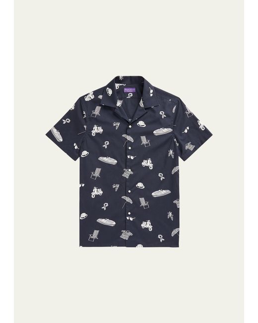 Ralph Lauren Purple Label Coastal-Print Camp Shirt