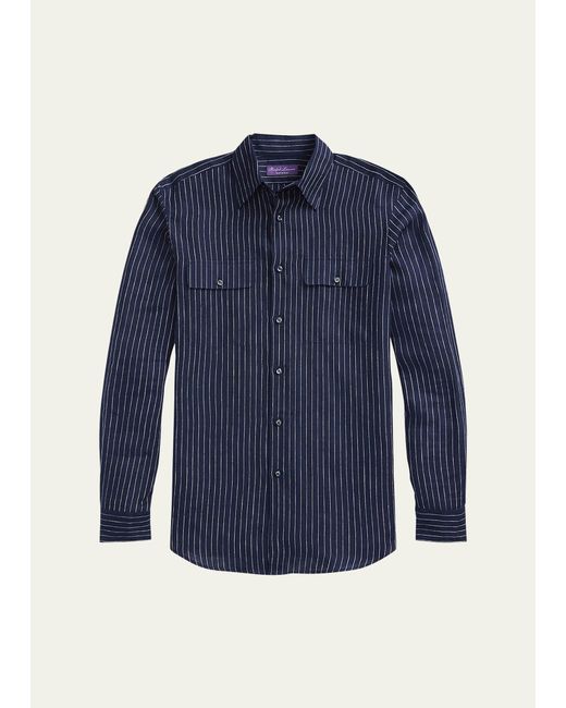 Ralph Lauren Purple Label Norfolk Pinstripe Button-Down Shirt