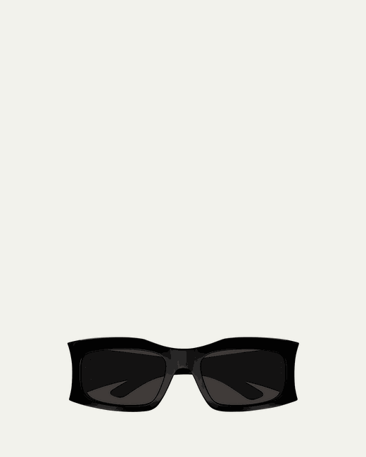 Balenciaga Concaved Acetate Rectangular Sunglasses