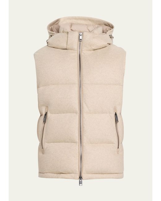 Brioni Cashmere-Wool Hooded Puffer Vest
