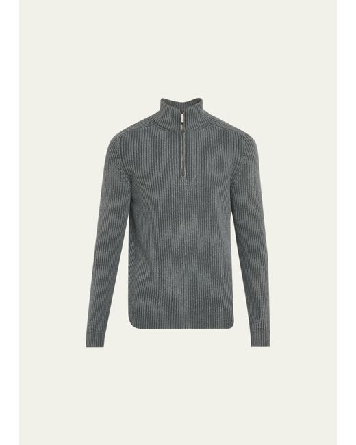 Iris von Arnim Stonewashed Cashmere Ribbed Half-Zip Sweater