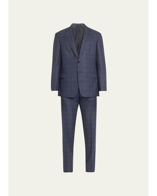Giorgio Armani Wool-Silk Shadow Plaid Suit