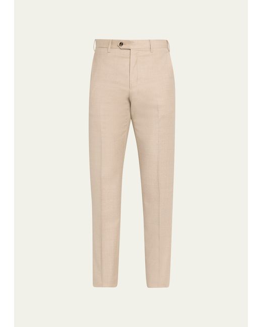 Giorgio Armani Solid Wool Flat Front Trousers