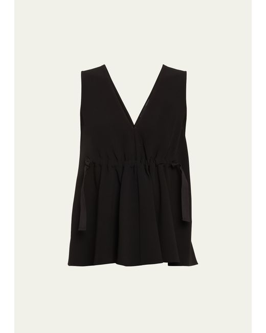 Proenza Schouler Casey Cinched Crepe Top with Bow Details