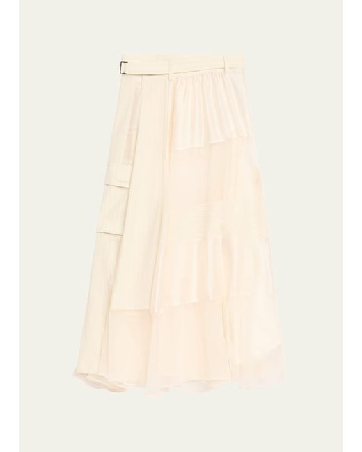 Sacai Long Belted Chalk Stripe Skirt