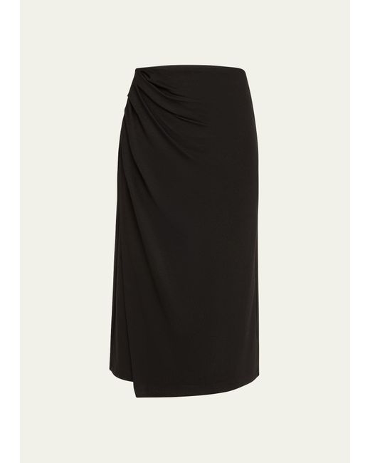 Vince Side-Drape Jersey Midi Skirt