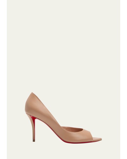 Christian Louboutin Apostropha Leather Half-DOrsay Red Sole Pumps