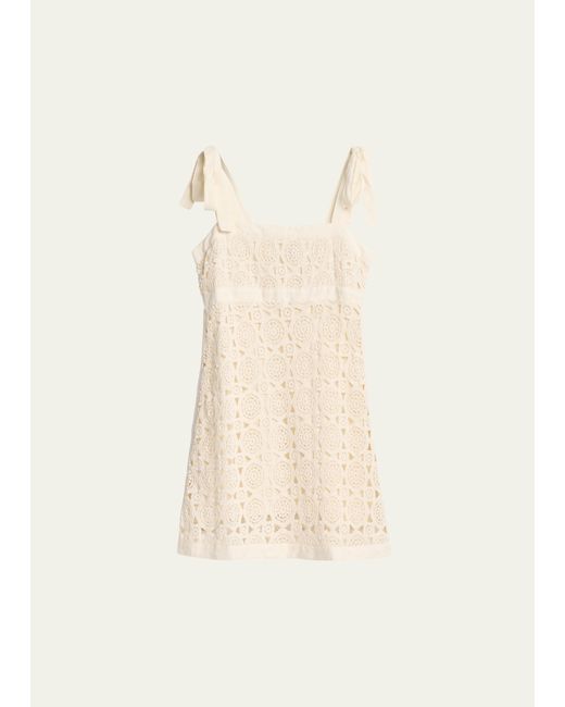 Hannah Artwear Andie Tie-Shoulder Cotton Crochet Lace Mini Dress