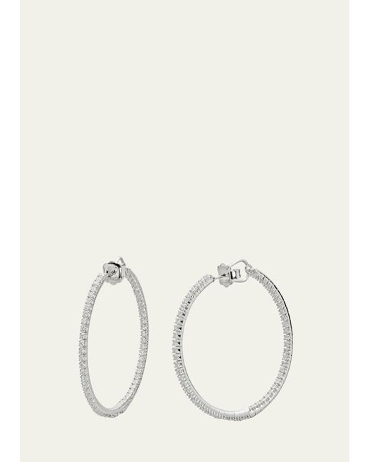 Neiman Marcus 18k Gold Diamond Tennis Hoop Earrings
