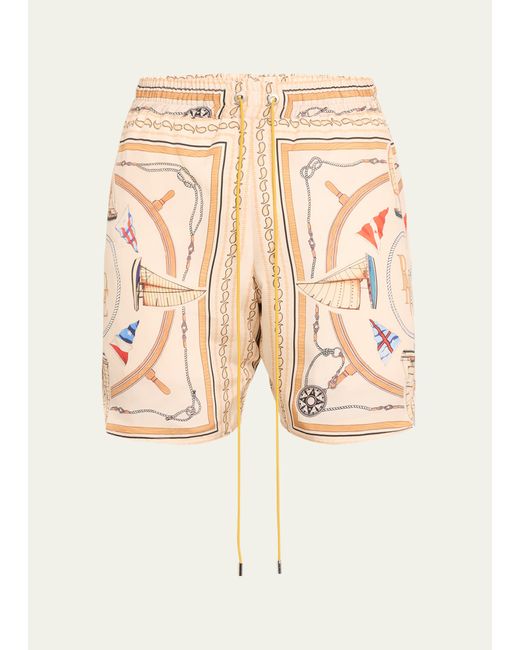 Rhude Scarf Nautical Print Drawstring Shorts