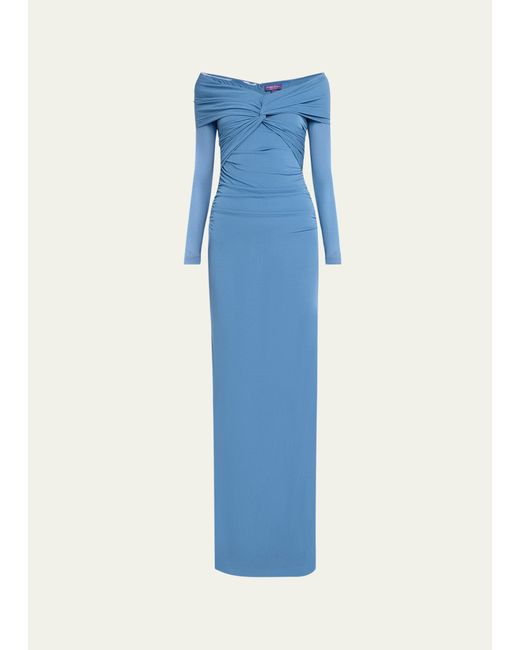 Ralph Lauren Collection Ruched Jersey Off-Shoulder Column Dress