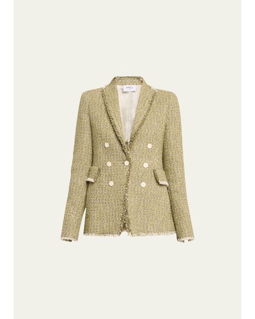 Akris Punto Double-Breasted Illusion Tweed Blazer Jacket