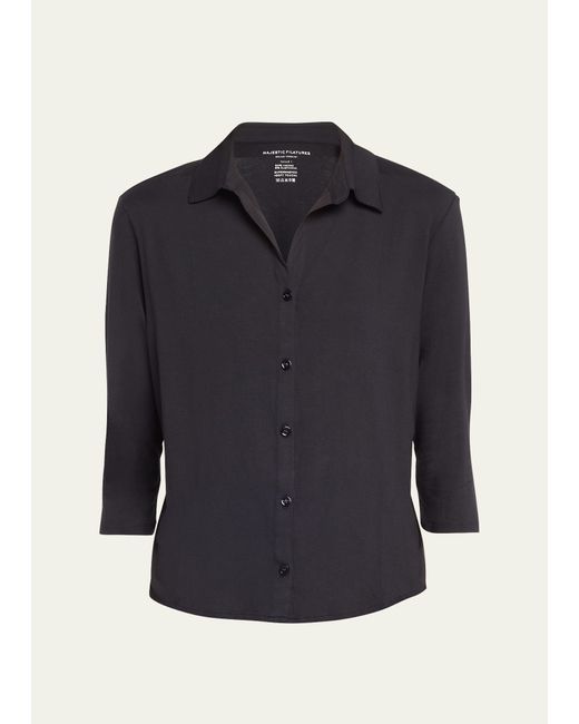Majestic Filatures Soft Touch Semi-Relaxed Button-Front Shirt