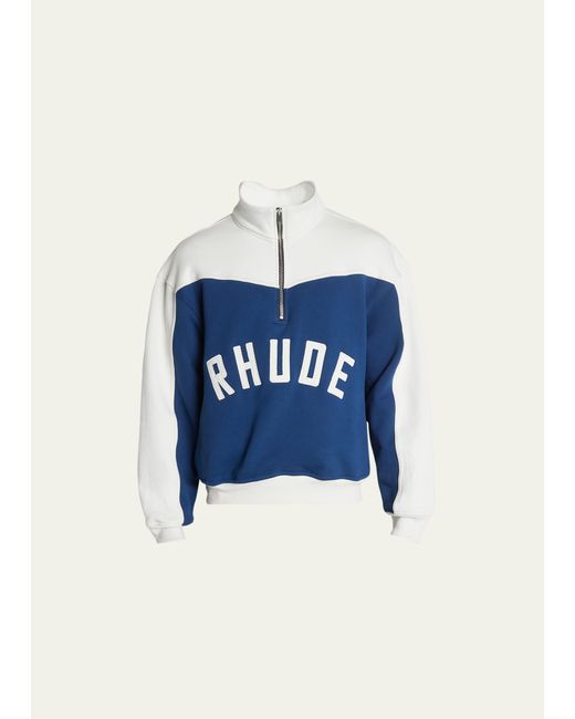 Rhude Logo Colorblock Cotton Terry Varsity Sweatshirt