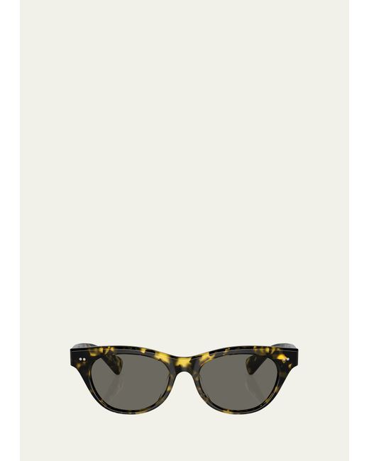 Oliver Peoples Avelin Havana Acetate Butterfly Sunglasses