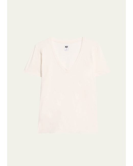 Nsf Cora V-Neck Cotton Knit Short-Sleeve T-Shirt