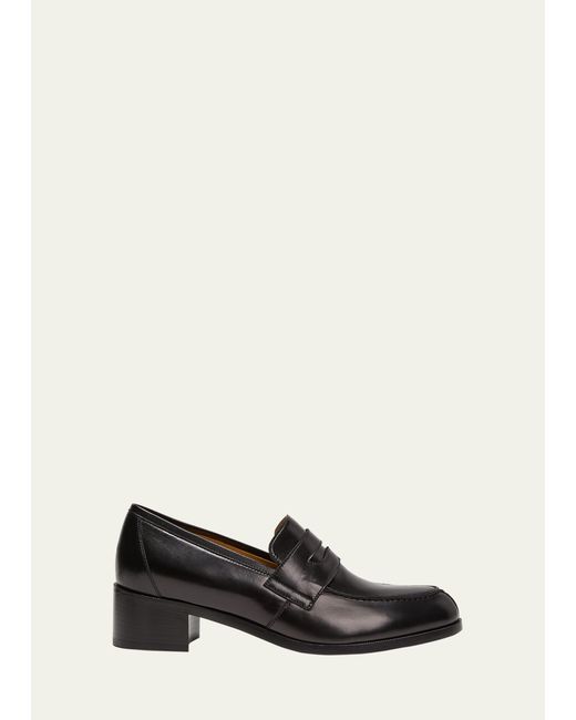 The Row Park Leather Heeled Penny Loafers