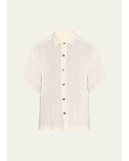 Greg Lauren Gauze Short-Sleeve Button-Front Shirt