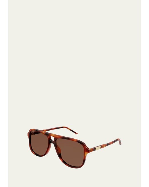 Gucci Logo Plaqué Aviator Sunglasses