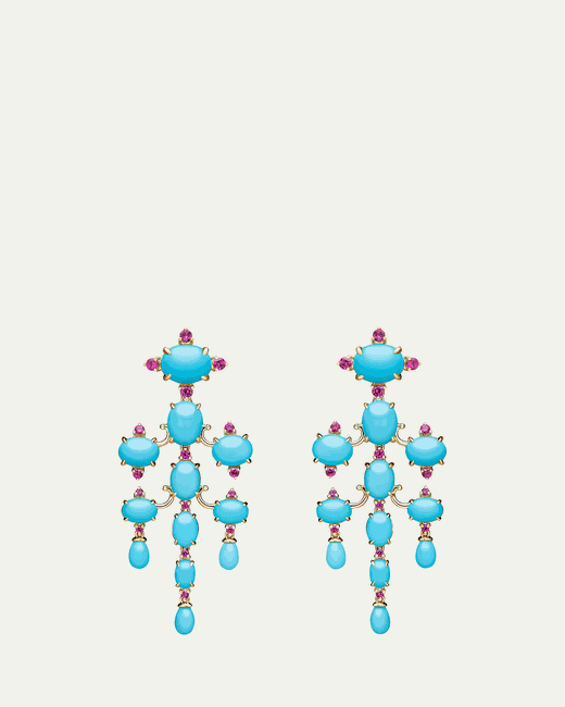 Paul Morelli Turquoise and Ruby Chandelier Earrings