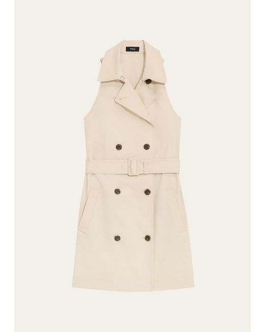 Theory Sleeveless Belted Mini Halter Trench Dress