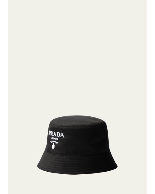 Prada Embroidered Logo Bucket Hat