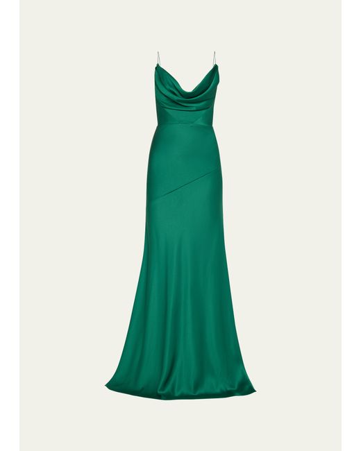 Alex Perry Satin Crepe Cowl Draped Gown