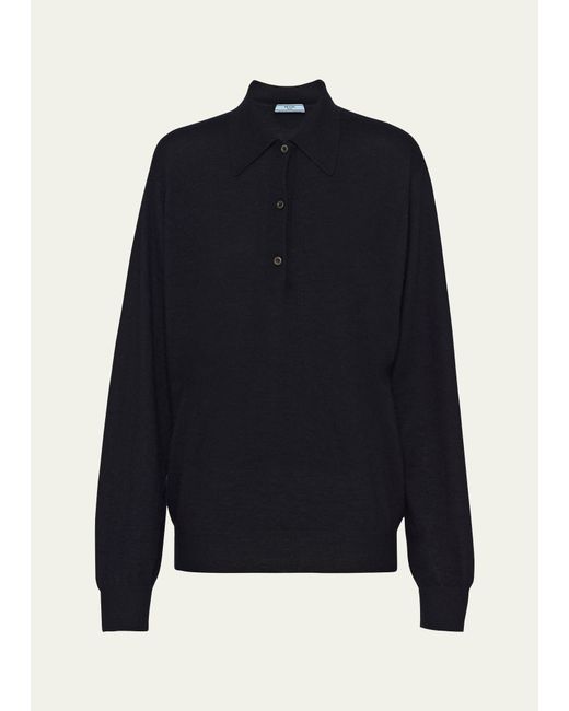 Prada Polo Long Sleeve Cashmere Sweater