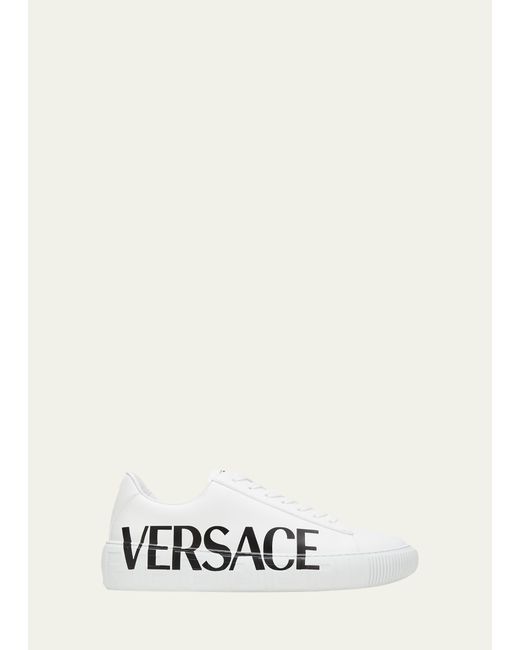 Versace Logo Leather Low-Top Sneakers