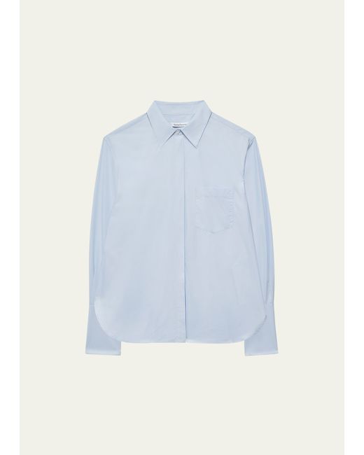 Another Tomorrow Organic Cotton Poplin Button-Front Shirt