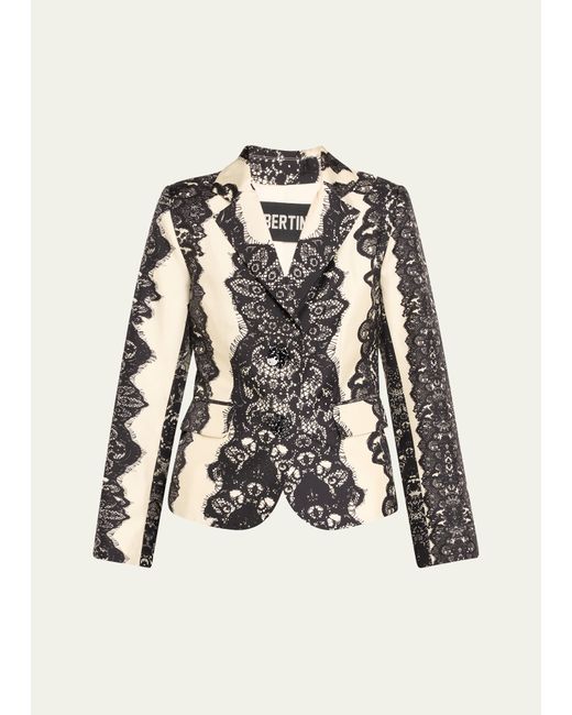 Libertine Venetian Lace Short Blazer Jacket with Crystal Buttons