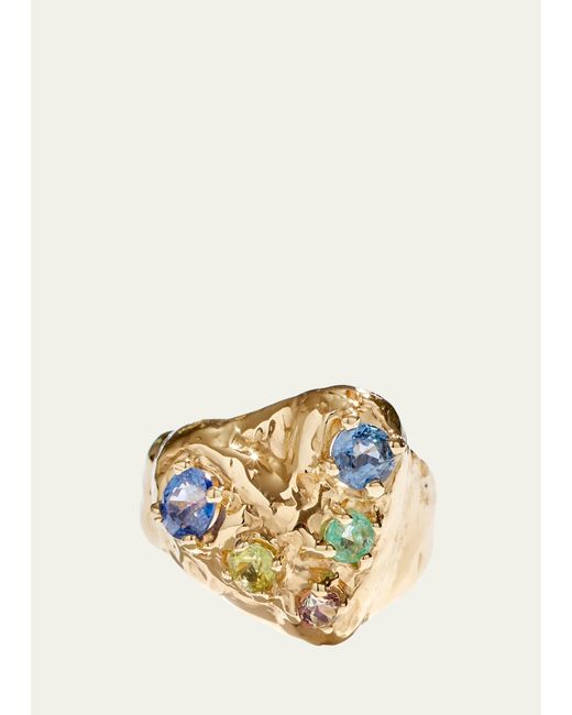 Fie Isolde Heart Ring with Precious Stones