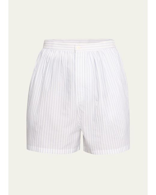 Hed Mayner Cotton Poplin Pinstripe Pleated Shorts