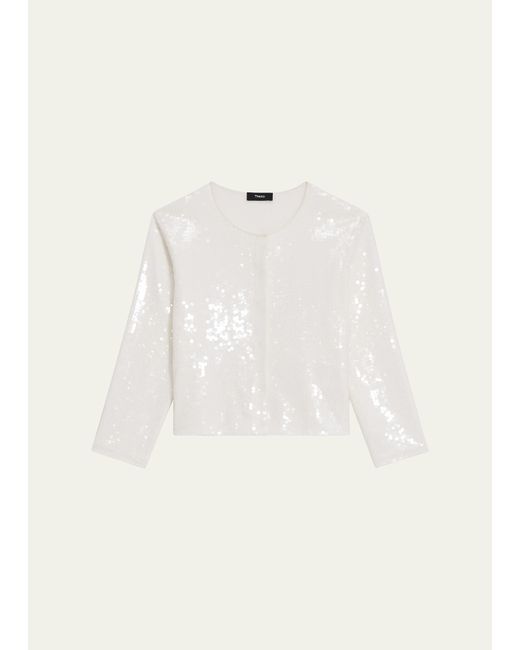 Theory Cropped Sequin Cardigan